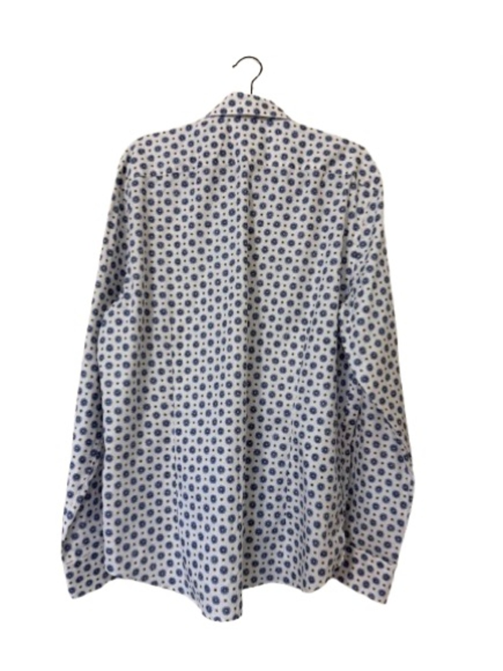 Emanuel Berg Modern Fit XL Blue Medallion Print Button Front Shirt 100% Cotton - Picture 4 of 7